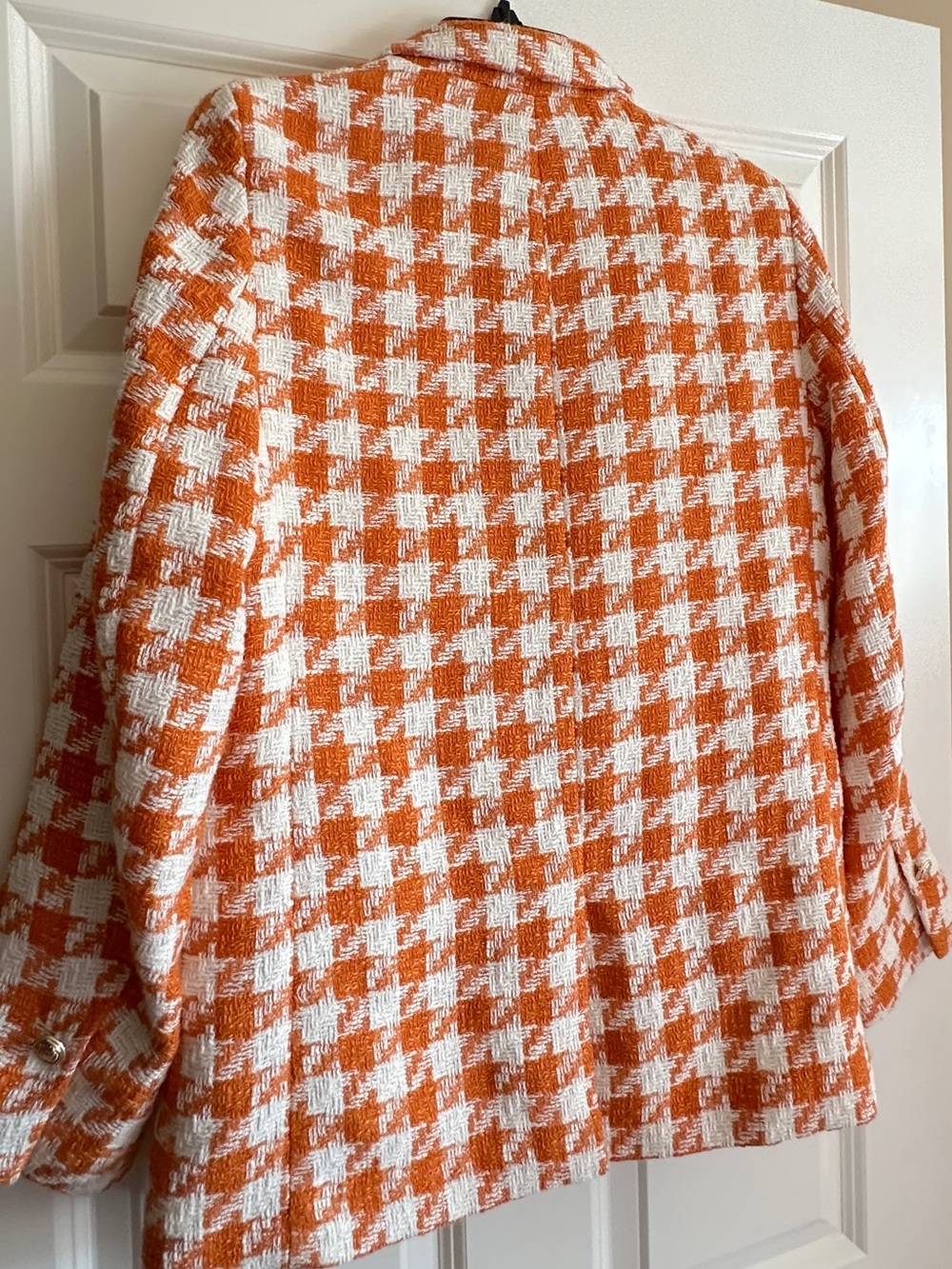 H&M Orange & White Checked Tweed Blazer - Picture 11 of 12